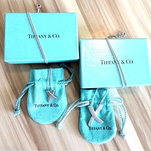 Set of 2-Tiffany & Co. Silver Graffiti “X' Charm Necklaces Large & Small